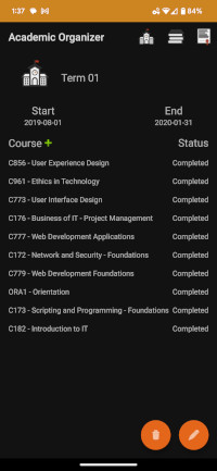 Screenshot of term details